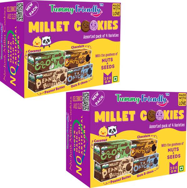TummyFriendly Foods Ragi Millet Cookies - Assorted . Healthy Cookies for Babies ,Kids& Adults 8x75 Cookies Biscuit