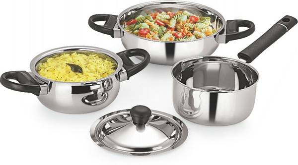 NEELAM Stainless Steel Cookware Combo Set of 4 Pcs Cookware Set