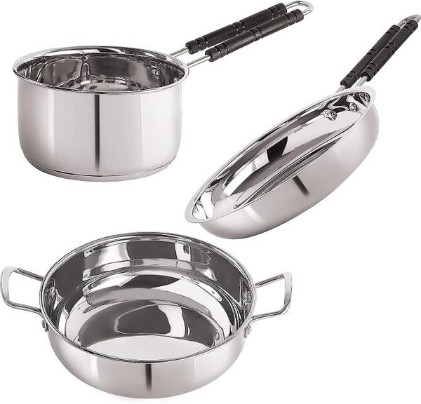 NIRLON Steelcraft Stainless Steel Induction Cookware Set with Sandwich Bottom Induction Bottom Cookware Set