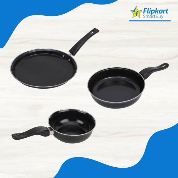 Flipkart SmartBuy Non-Stick Cookware Set - Tawa, Fry Pan & Tadka Pan - Induction Bottom Non-Stick Coated Cookware Set