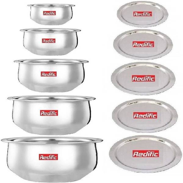 Redific Redific 5-Piece Stainless Steel Handi Set with Lids 0.4L,0.65L,0.95L,1.25L,1.85L Non-Stick Coated Cookware Set