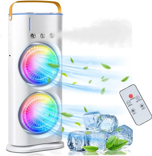 TURBOMAX Portable Mini Air Cooler Fan with Double-Ended Spray Cooling & Remote Control Cooler