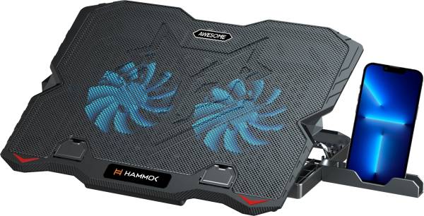 Hammok Laptop Cooling Pad with Mobile Stand,Blue Light, 2 USB Ports, 5 Adjustment Level 2 Fan Cooling Pad