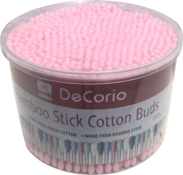 DC DECORIO 500pcs/Box PINK Double Head Cotton Swabs Nose Ears Cleaning Health Care Pink