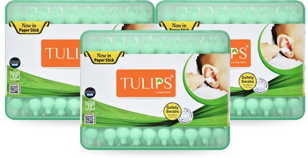 Tulips Safety Cotton Ear Buds,(with Ear Drum Protection) white paper stick
