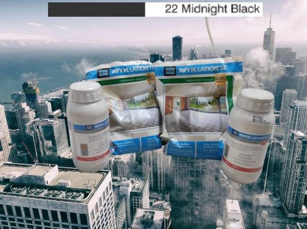 MYK LATICRETE Grout For Floor & Wall MIDNIGHT BLACK (1Kg*2 Powder + 400ml*2 Admix) Crack Filler
