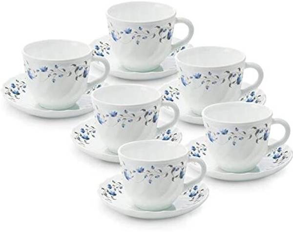 BOROSIL Pack of 1 Glass 12n 14cl HELENA CUP SAUCER SET, 12 PIECES, 145ML