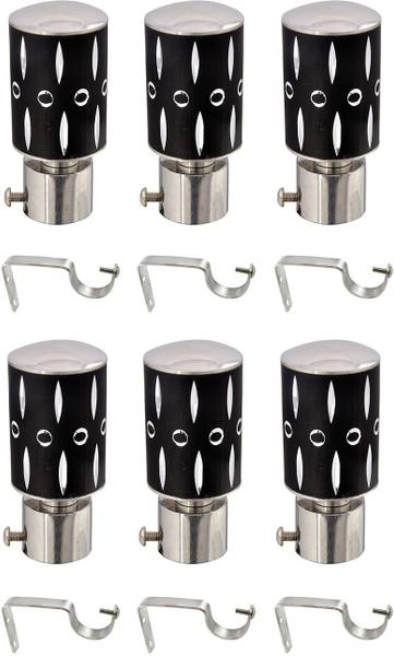 Easyhome Black Curtain Knobs, Rod Rail Bracket, Curtain Hooks Metal