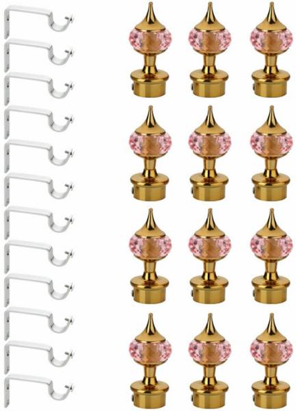 Bzcarts Gold Curtain Hooks, Curtain Knobs, Curtain Rods, Rod Rail Bracket Metal