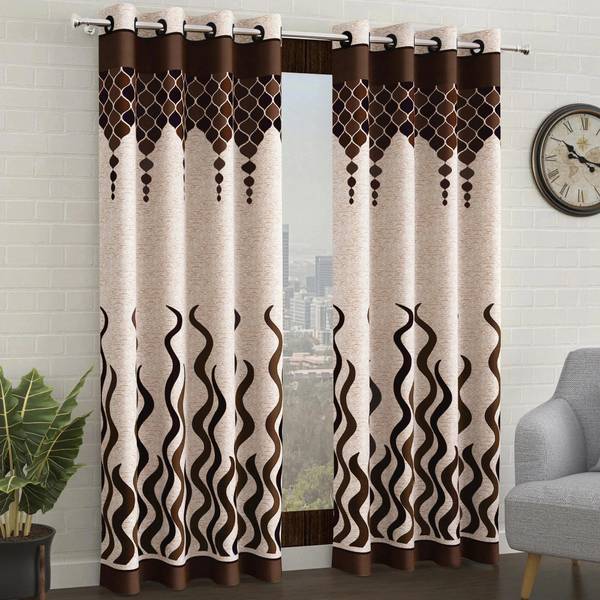 Story@home 215 cm (7 ft) Polyester Semi Transparent Door Curtain (Pack Of 2)