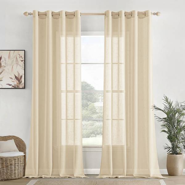 HOMEMONDE 152 cm (5 ft) Cotton Transparent Window Curtain (Pack Of 2)