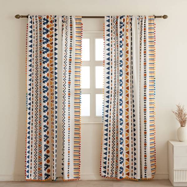 HOMEMONDE 213.36 cm (7 ft) Cotton Room Darkening Door Curtain (Pack Of 2)