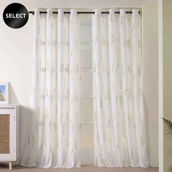 HOMEMONDE 213.36 cm (7 ft) Cotton Transparent Door Curtain (Pack Of 2)