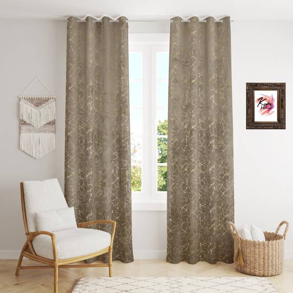Kraftiq Homes 152 cm (5 ft) Velvet Room Darkening Window Curtain (Pack Of 2)