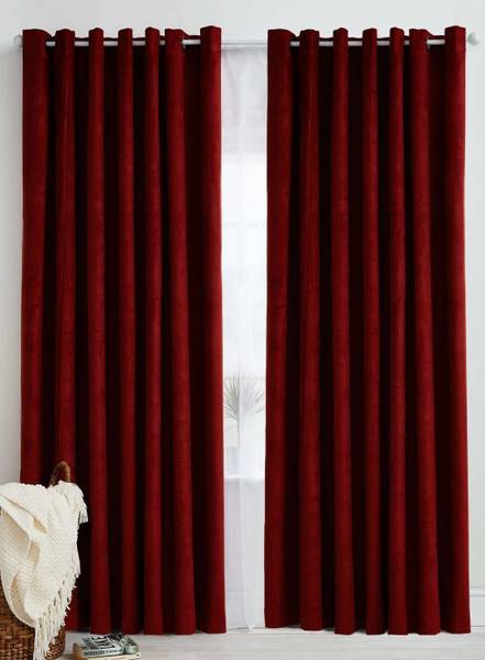 Panipat Textile Hub 213.5 cm (7 ft) Polyester Door Curtain (Pack Of 2)
