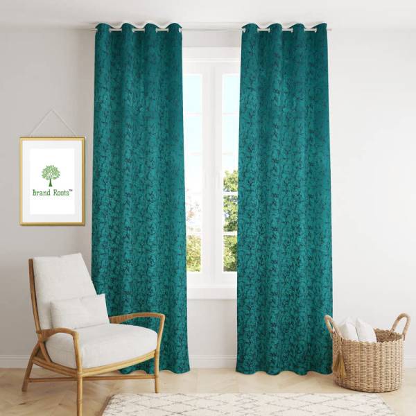 Brand Roots 214 cm (7 ft) Velvet Room Darkening Door Curtain (Pack Of 2)