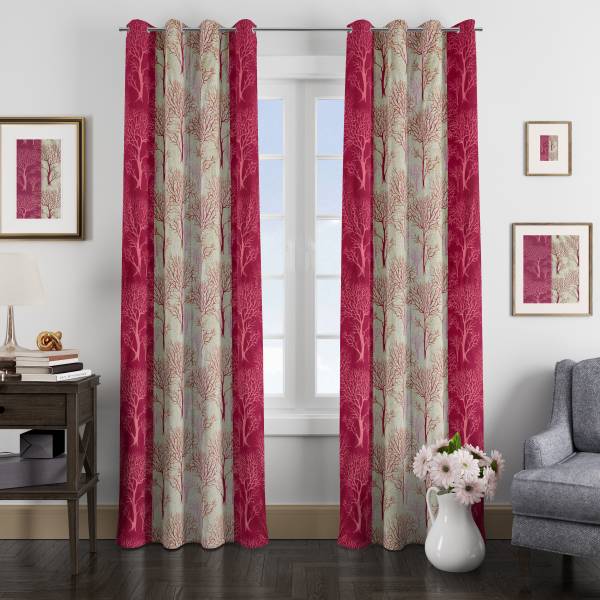 RUBBICK 214 cm (7 ft) Cotton Semi Transparent Door Curtain (Pack Of 2)