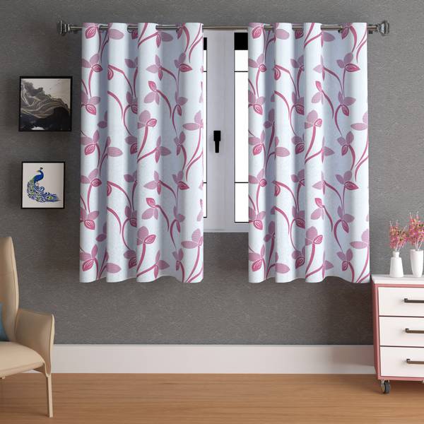 LA VERNE 153 cm (5 ft) Polyester Semi Transparent Window Curtain (Pack Of 2)