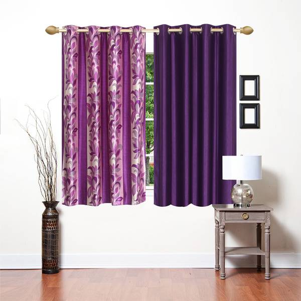 Stella Creations 154 cm (5 ft) Polyester Semi Transparent Window Curtain (Pack Of 2)