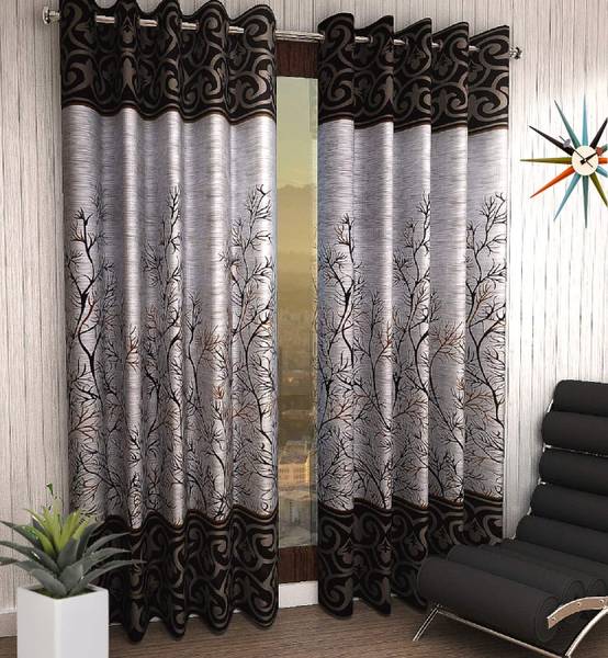 RELOOK INDUSTRIES 213 cm (7 ft) Polycotton Semi Transparent Door Curtain (Pack Of 2)