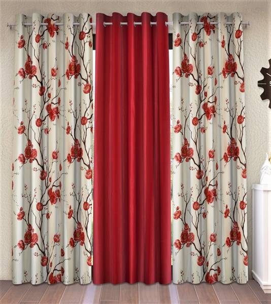 Fashion String 153 cm (5 ft) Polyester Semi Transparent Window Curtain (Pack Of 3)