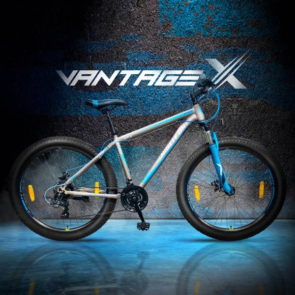 Ninety one VantageX 27.5T with Shimano Gears and Dual Disc Fat Tire 21 Gear Silver Blue 27.5 T Fat Tyre Cycle Price History