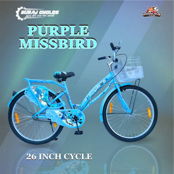 FOXGLOVE PURPLE 26 INCH SKY BLUE COLOUR GIRLS CYCLE FOR AGE 9 PLUS YRS 90 % FITTED 26 T Road Cycle