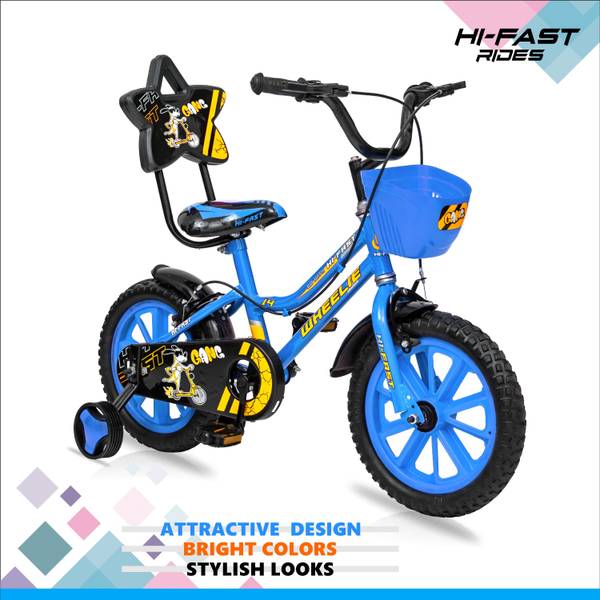 Hi-Fast Wheelie Kids Cycle For Age 2 to 5 Years Boys & Girls | 95% Pre-Assembled | 14 T Road Cycle