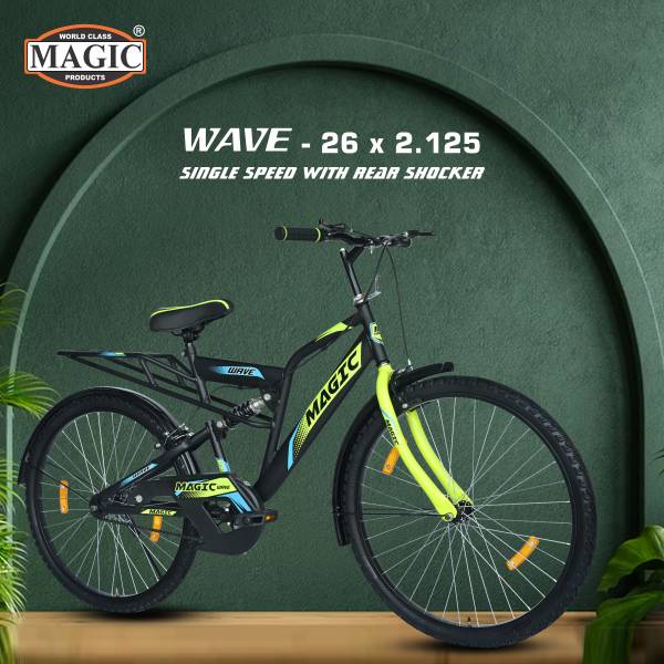 MAGIC 26T WAVE SINGLE SPEED WITH REAR SHOCKER - CALIPER BRAKES 26 T Mountain Cycle
