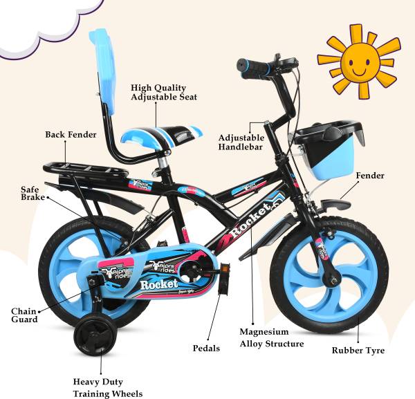 highfoxx ROCKET KIDZ CYCLE ( SKY-BLUE ) FOR 2 TO 5 YEARS KIDS 14 T Road Cycle