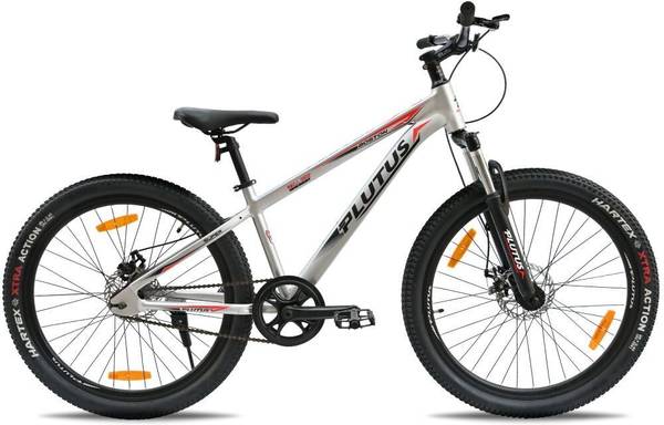PLUTUS Boston Alloy MTB Cycle Age-12+ with Dual Disc Brake, Single Speed (Silver) 26 T Mountain Cycle