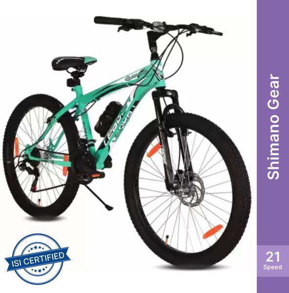 LEADER Gladiator 26tT Multi Speed (21 Speed) Cycle with Front Suspension and Disc Brake 26 T Mountain Cycle  (21 Gear, Green, Black)