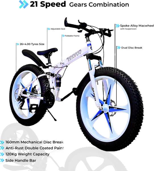 solid industriess Mac wheel Fat Folable Cycle White 26 T Folding Bikes/Folding Cycle
