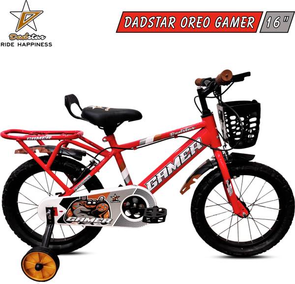 DADSTAR GAMER OREO 16 INCH RED TUBELESS TYRE 16 T KIDS CYCLE FOR AGE 4 TO 7 YRS 16 T Road Cycle