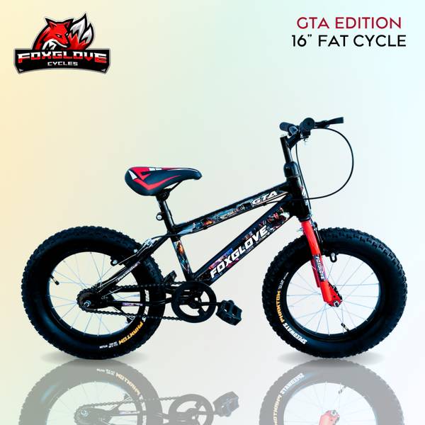 FOXGLOVE GTA edition 16 INCH FAT TYRE CYCLE IN RED & BLACK FOR AGE 4 TO 8 YRS 90% FITTED 16 T Fat Tyre Cycle