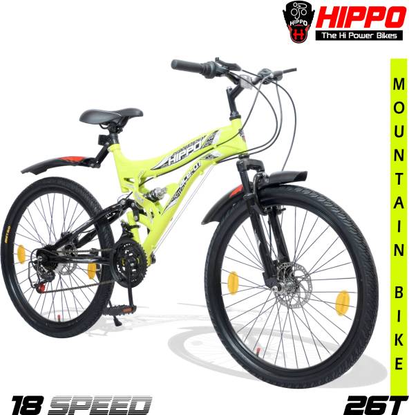 HippoBikes ACE 007 Front and Rear Suspension Dual Disc Brake Multi Speed Steel Rim MTB Bike 26 T Mountain Cycle