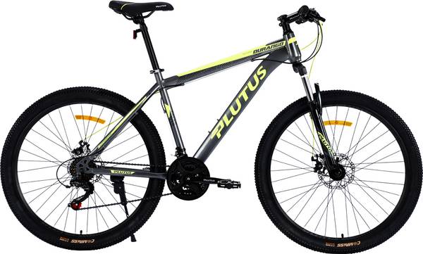 PLUTUS Durango MTB Cycle Age-12+ with Dual Disc Brake, Multi Speed (Grey-Yellow) 27.5 T (inch) Mountain Cycle