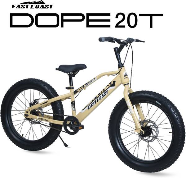 EAST COAST DOPE 20T Kids Fat Bike With Dual Disc Brakes (Butter Scotch) 20 T Fat Tyre Cycle
