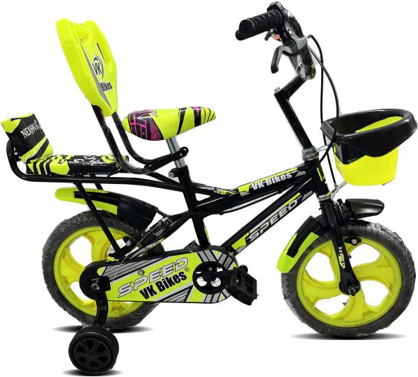 BYKING Premium Quality Double Gaddi Cycle For Kids, Color - Yellow 14 T Road Cycle