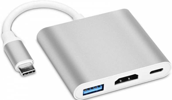 WEROX 3-in-1 Cable 1 m Havy steel USB Hub Type C Hub, USB C Hub, USB Type C to 4K HDMI adapter Converter, Type C to USB 3.0@5gbps Type a Converter Wit...