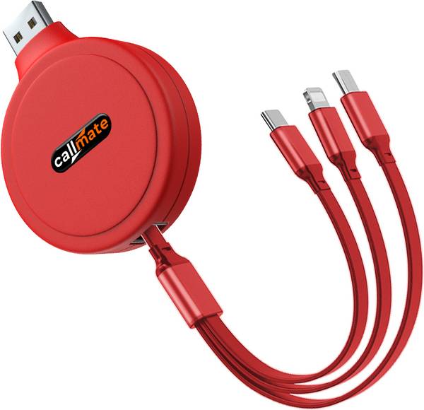 Callmate 3-in-1 Cable 1 m Tricord Retractable Charging Cable for Lightning, Type-C, Micro Devices