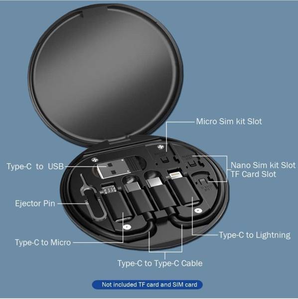 Quickart 3-in-1 Cable 0.5 m All In One 60W USB Fast Charging Travel Cable Set