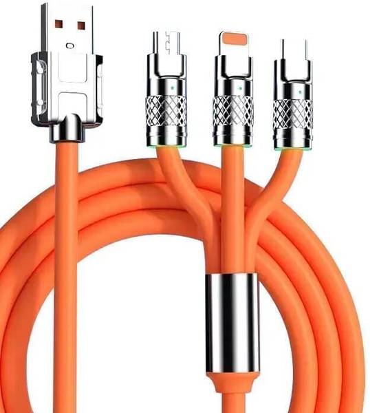 gophone 3-in-1 Cable 6 A 1 m Silicon Copper Fast Charging Cable,Portable 120W Charger Cord/Wire with iOS,Type-C,Micro Phones,Car/Travel 6A Retractable...