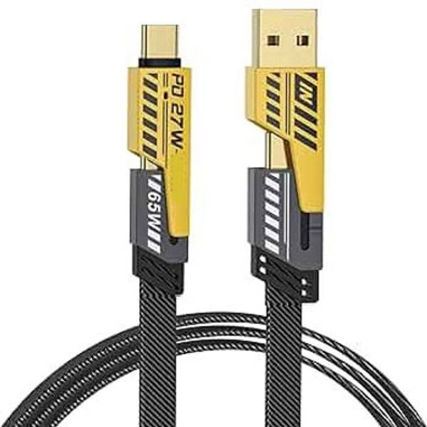 POZUB 4-in-1 Cable 1.2 m Multi Functional Cable Charging & Data Transfer 65W Durable Charging Cable