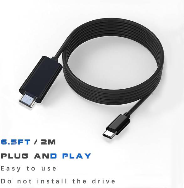 RuhZa USB Type C Cable 2 m USB C to HDMI Cable 6Feet, USB Type C to HDMI 4K@30Hz, Thunderbolt 3/4