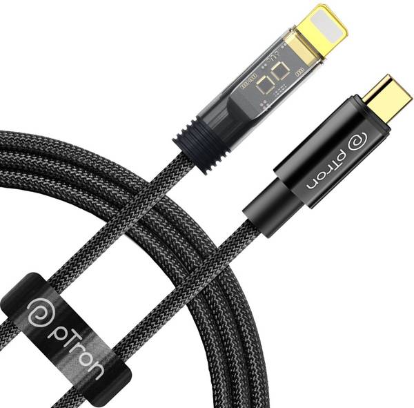 PTron Lightning Cable 3 A 1 m Unbreakable Nylon Braided Pace