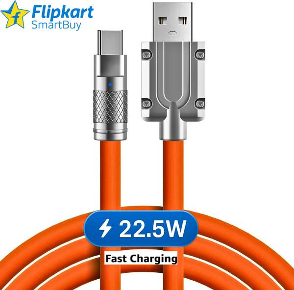 Flipkart SmartBuy USB Type C Cable 2 A 1 m 5X Thick Cable USB Type C 22.5W Fast Charging Type C Data Cable, Android Auto Car Cable for Quick Charging/...
