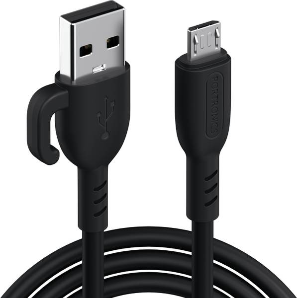 Portronics Micro USB Cable 3 A 1 m Konnect Core 3 USB-A to Micro Cable,Inbuilt Cable Management Hook,3A