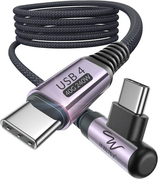 Wayona Type C 1 m 240W USB4 Cable for Thunderbolt 4 Right Angle 40Gbps Data Transfer 8K@60Hz Display Cable 90 Degree USB Type C Fast Charging