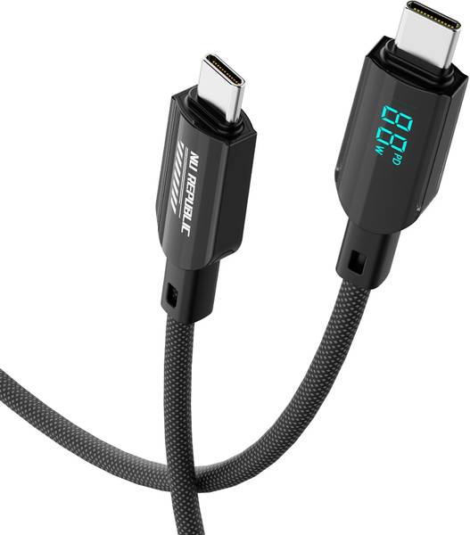 Nu Republic USB Type C Cable 1.2 m Blaze Fusion Spot 100W With Led Display USB-Type-C To Type-C Data Charging Cable